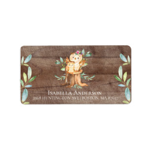 Mom & Baby Owl Baby Shower Address Label