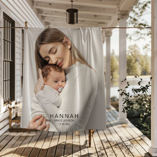 Mom & Baby Photo Baby Stats Birth Announcement  Fleece Blanket