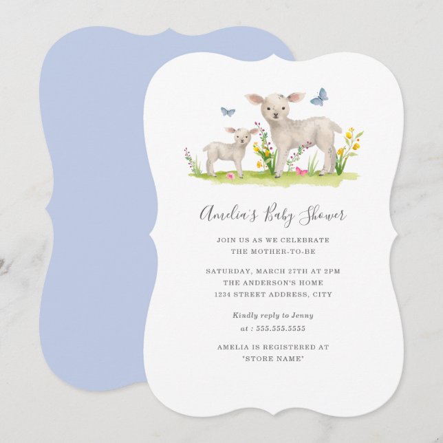 Mom Baby Sheep Baby Shower Invitation (Front/Back)