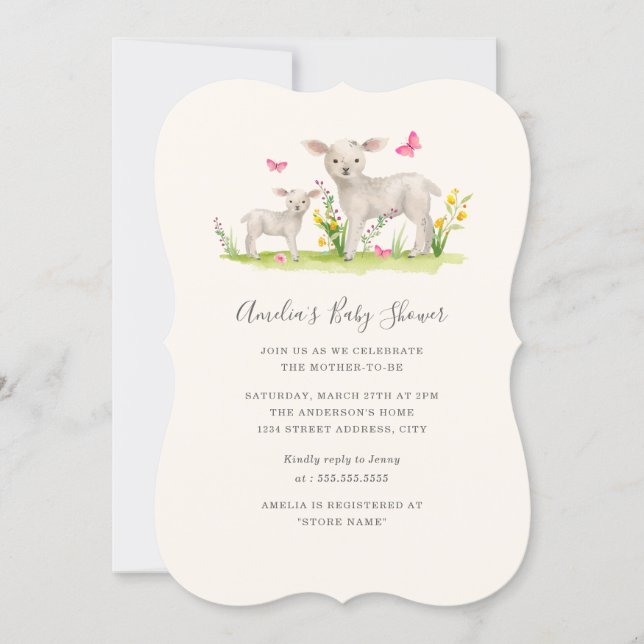 Mom Baby Sheep Sweet Baby Shower Invitation (Front)