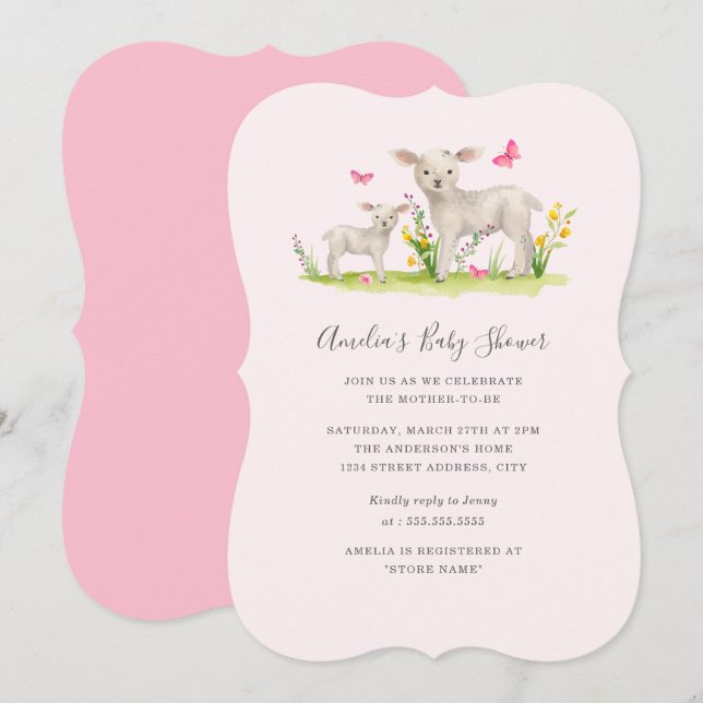 Mom Baby Sheep Sweet Baby Shower Invitation (Front/Back)