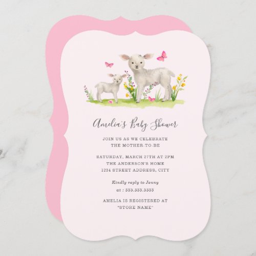 Mom Baby Sheep Sweet Baby Shower Invitation