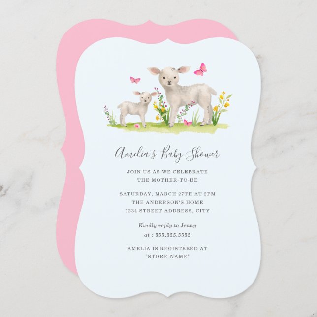 Mom Baby Sheep Sweet Baby Shower Invite (Front/Back)