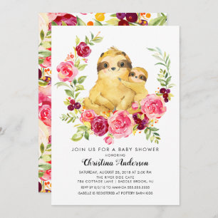 Mom & Baby Sloth Baby Shower Invitation