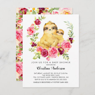 Mom & Baby Sloth Baby Shower Invitation