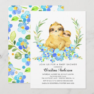 Mom & Baby Sloth Baby Shower Invitation