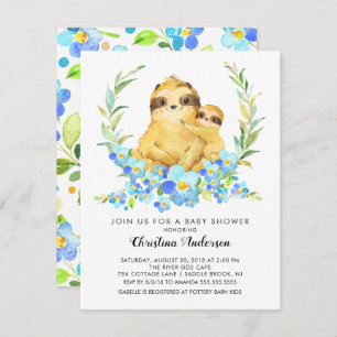 Mom & Baby Sloth Baby Shower Invitation