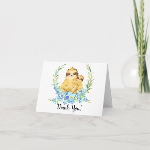 Mom  Baby Sloth Boys Shower Thank You Note