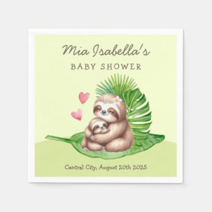 Mom & Baby Sloth Customizable Baby Shower Napkins