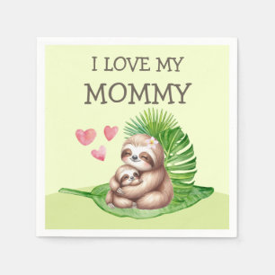 Mom & Baby Sloth Customizable Napkins