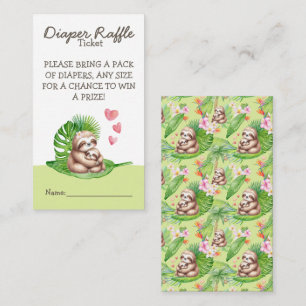 Mom & Baby Sloth - Diaper Raffle Baby Shower Card