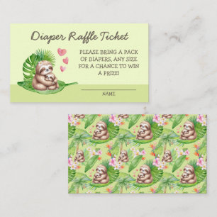 Mom & Baby Sloth Diaper Raffle Baby Shower Card