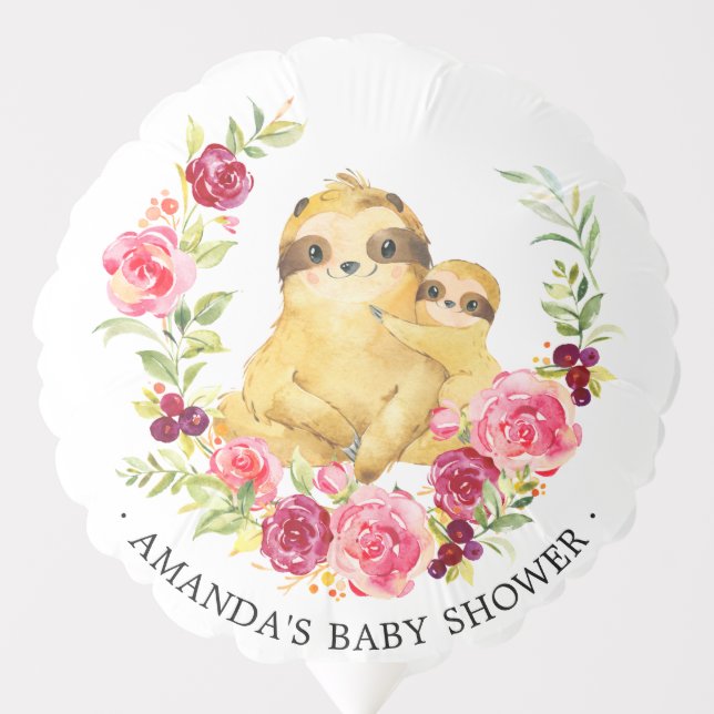 Mom & Baby Sloth Shower Balloon (Front)