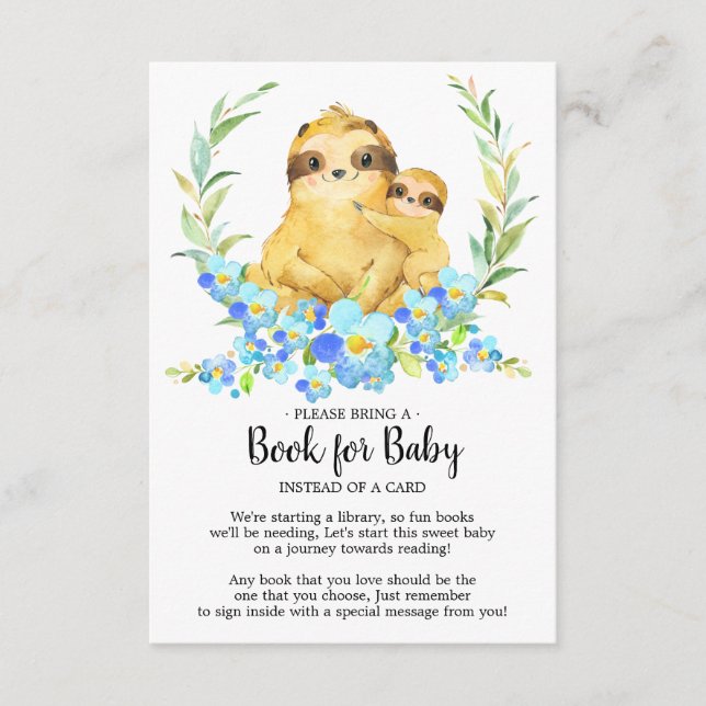 Mom & Baby Sloth Shower Book for Baby Card (Front)