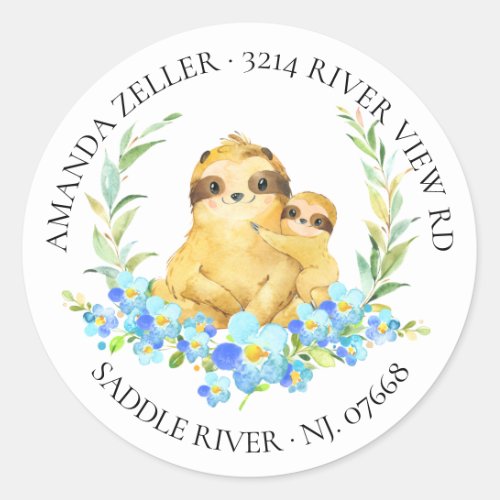 Mom  Baby Sloth Shower Return Address Label