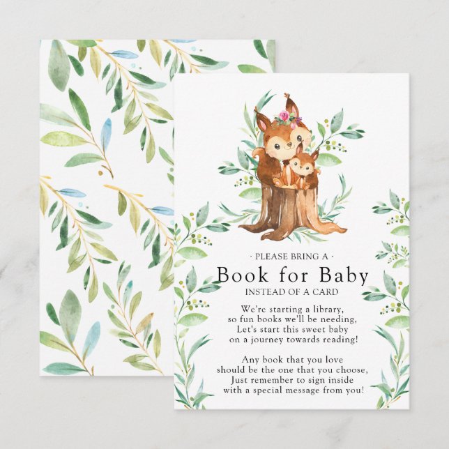 Mom & Baby Squirrel Baby Shower Book for Baby Card (Front/Back)