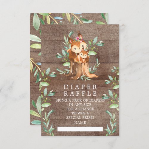 Mom  Baby Squirrel Shower Diaper Raffle Ticket Enclosure Card