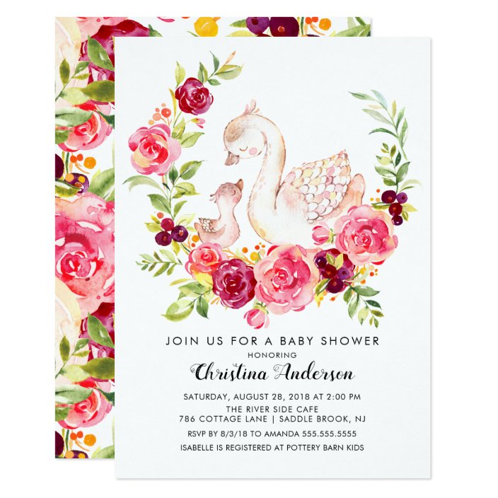 swan baby shower invitations