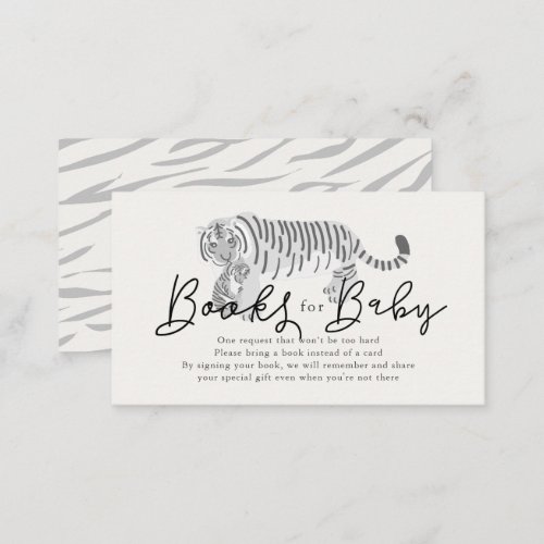 Mom  Baby Tiger Cream Baby Shower Book Request Enclosure Card