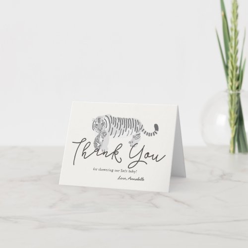 Mom  Baby Tiger Cream Baby Shower Thank You Card