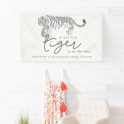 Mom  Baby Tiger Cream Baby Shower Welcome Banner