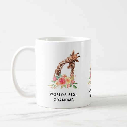 Mom  Baby Watercolor Giraffe Worlds Best Grandma Coffee Mug