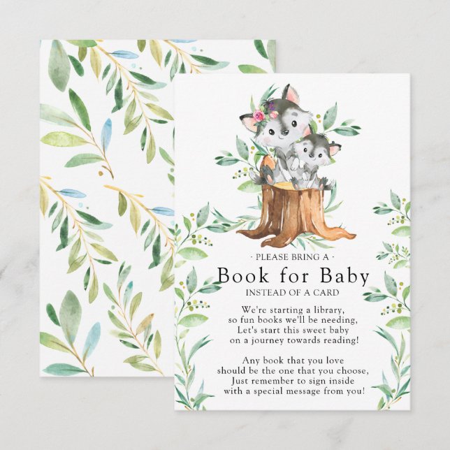 Mom & Baby Wolf Baby Shower Book for Baby Card (Front/Back)