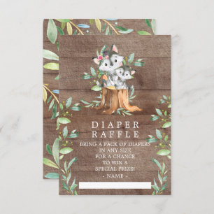 Mom & Baby Wolf Baby Shower Diaper Raffle Ticket Enclosure Card