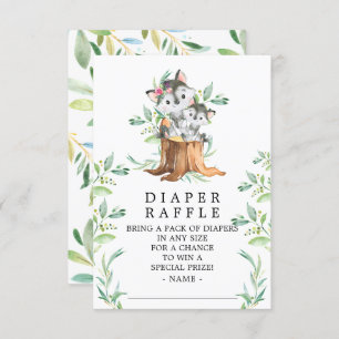 Mom & Baby Wolf Baby Shower Diaper Raffle Ticket Enclosure Card