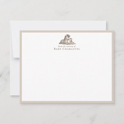 Mom & Baby Zebra Nursery Note Card – Personalized
