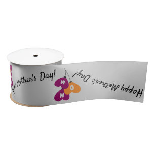 Mom Balloon Hearts Happy Mother's Day  Satin Ribbon