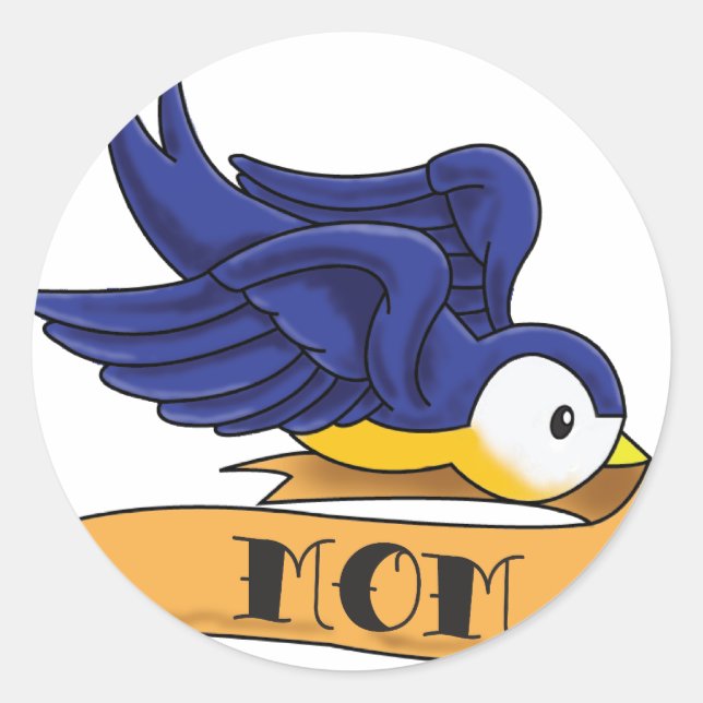 Mom Banner Swallow Classic Round Sticker (Front)