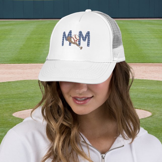 Mom Baseball / Heart Baseball Design / Gameday Trucker Hat (Creator Uploaded)