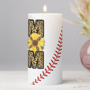 Mom Baseball Softball Sports Design Pillar Candle