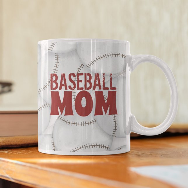 Mom Baseball Typography Cute Coffee Mug (Creator Uploaded)
