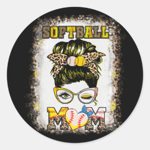 Mom Baseball Women Softball Mama Mothers Day Classic Round Sticker