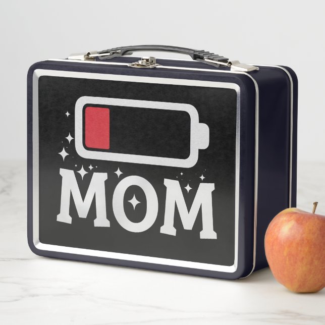 Mom Battery Low Tired Funny Mother's Day Metal Lunch Box (In Situ)