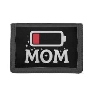 Mom Battery Low Tired Funny Mother's Day Tri-fold Wallet