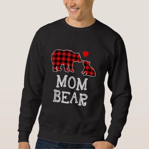 Mom Bear Buffalo Plaid Christmas Family Pajama Sweatshirt