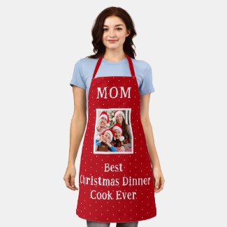 Mom Best Cook Red And White Christmas Polka Dot