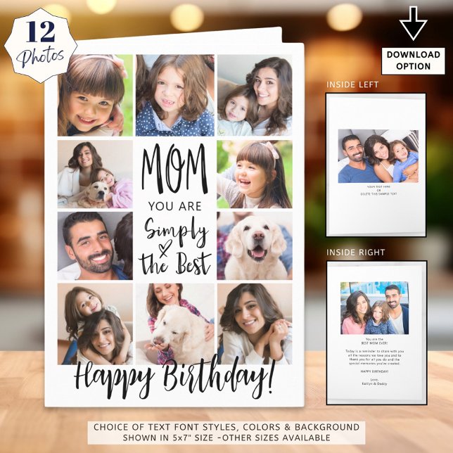 Mom Birthday 12 Photos Simply The Best Card (Creator Uploaded)