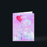 Mom Birthday Card Cute Elephant Baby with Mom<br><div class="desc">Happy Birthday Cards for MOM with Elephant Mom and Baby - MIGNED Painting - Customizable</div>