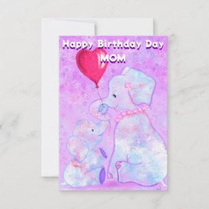 Mom Birthday Card Elephant Mother and Baby