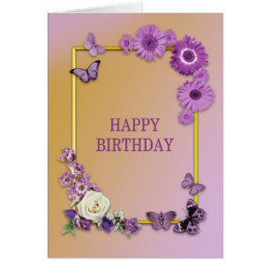 Mom Birthday Flowers and Butterflies Cards