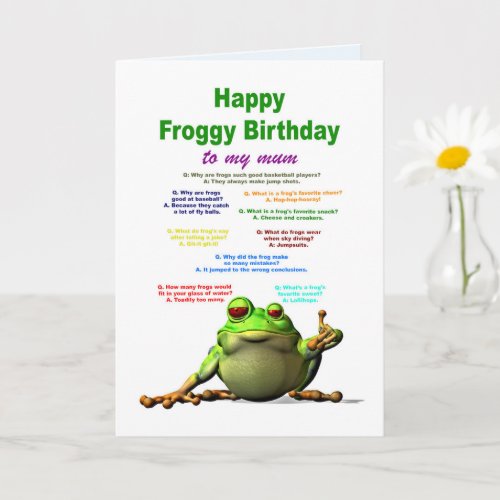 Mom Birthday Frog Jokes Card