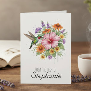 Mom Birthday Hummingbird Botanical Floral Thank You Card
