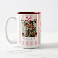 Mom Birthday Mother's Day Custom Photo Pink Stripe