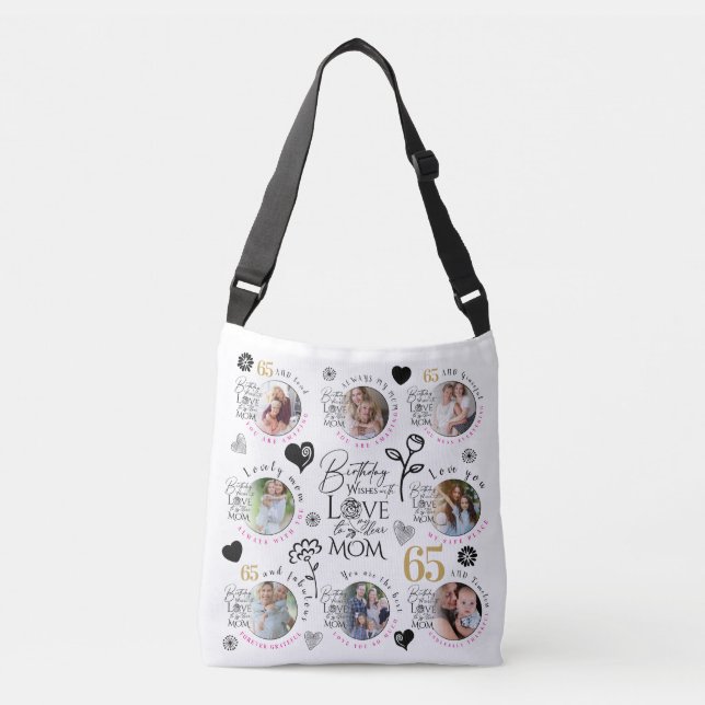 Mom Birthday Photo Collage Keepsake Typography Crossbody Bag (Front)