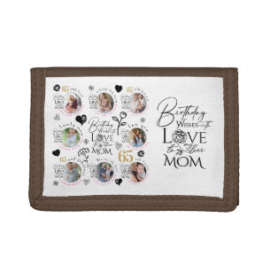 Mom Birthday Photo Collage Keepsake Typography Tri-fold Wallet
