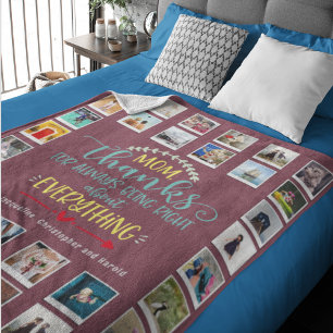 Mom Birthday Photo Template Pink Fleece Blanket